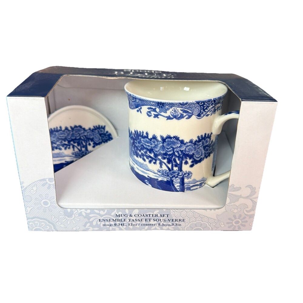 Spode China ITALIAN Blue Mug & Coaster Set New In Box